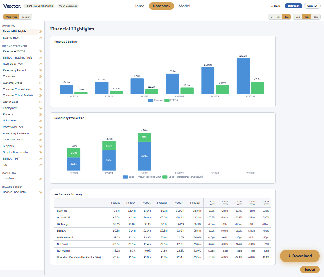 Vextor Board Report — financial highlights